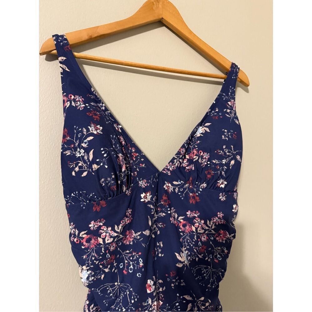Niptuck Swim Size 12 Multi Fit Cup One Piece Swimsuit Blue Wildflower Floral - Picture 3 of 9